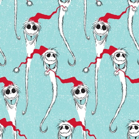 Disney Jack Skellington Santa Scarf Aqua Cotton Fabric