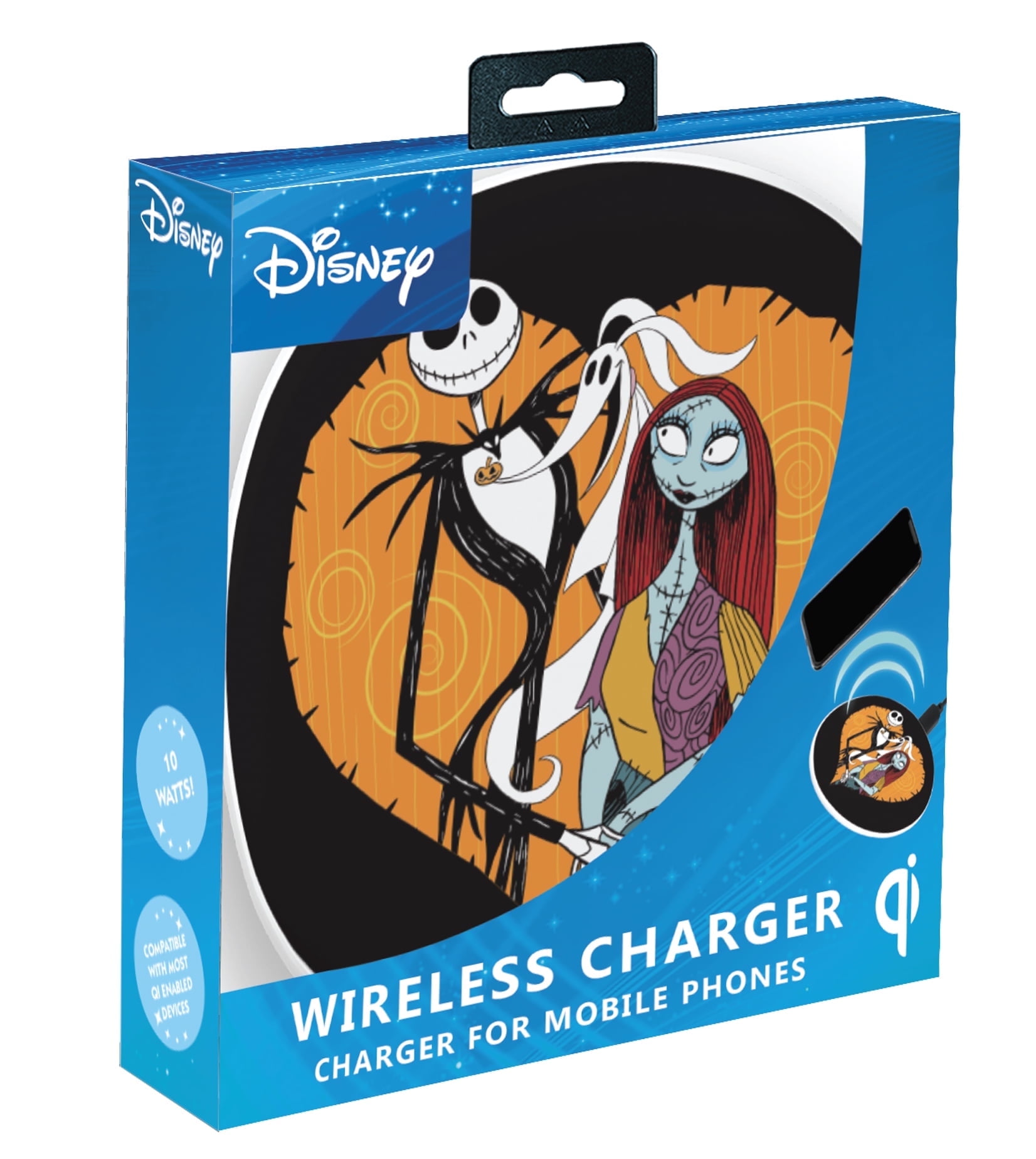 Disney Nightmare Before Christmas QI Wireless Charger Portable Charging Station for Phones, Jack and Sally