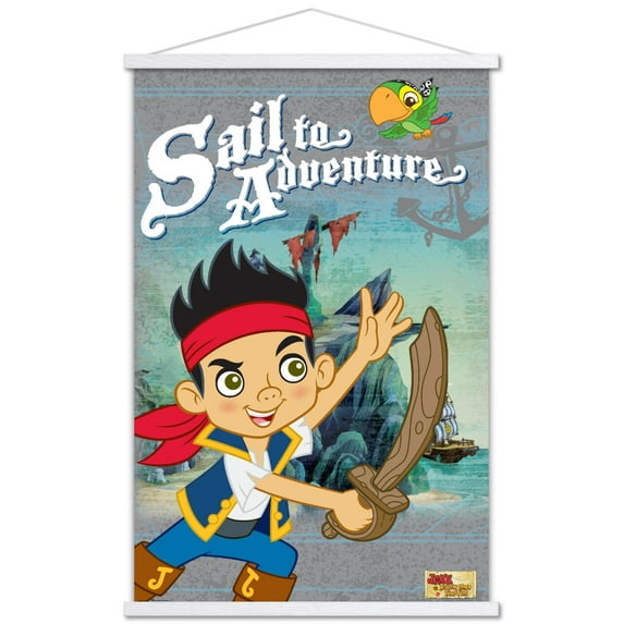 Disney Jake and the Neverland Pirates - Sail to Adventure Wall Poster with Wooden Magnetic Frame, 22.375" x 34"