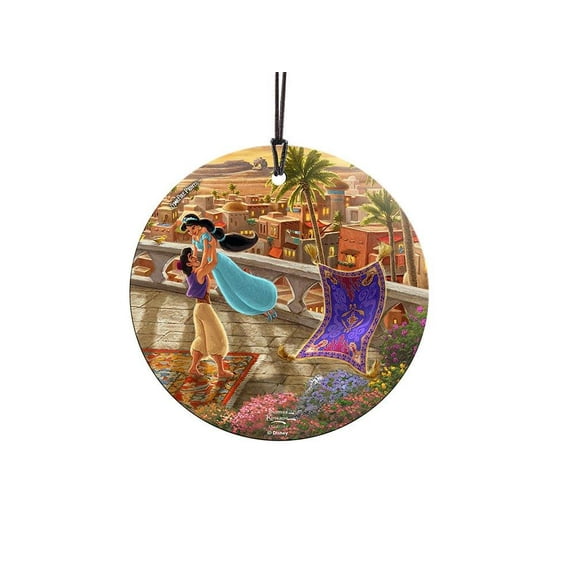 Disney (Jasmine Dancing in the Desert Sunset- Jasmine and Aladdin) StarFire Prints Hanging Glass Print