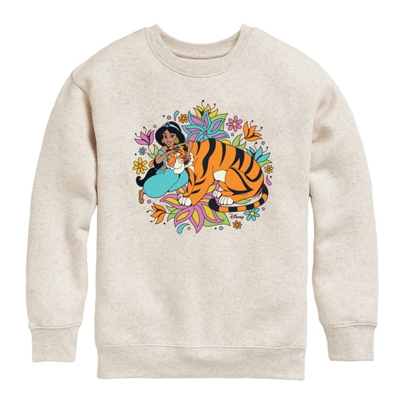 Disney - Jasmine Flowers - Youth Boys Crew Fleece Sweatshirt