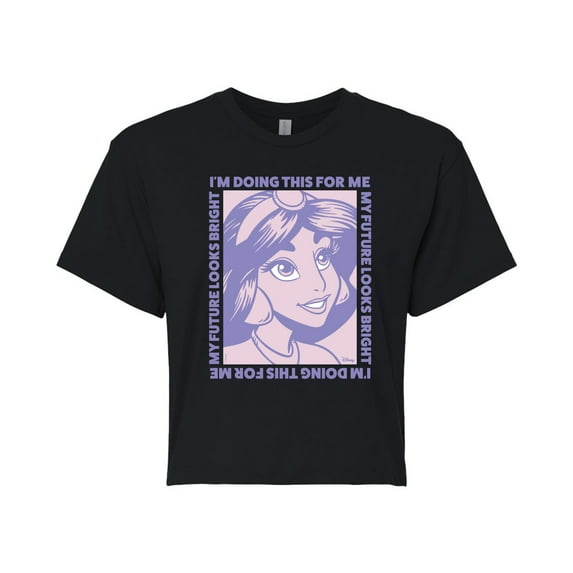 Disney - Jasmine Inspirational Quotes - Juniors Cropped Cotton Blend T-Shirt