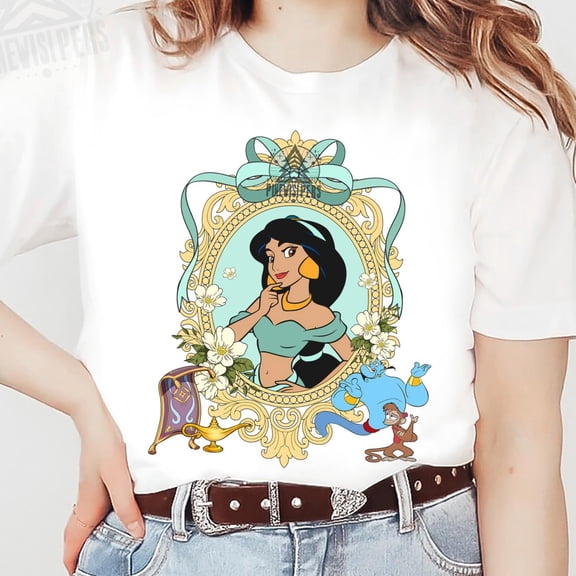 Disney Jasmine Princess Mirror Coquette Bow Shirt Disney Aladdin Jasmine T-shirt Birthday
