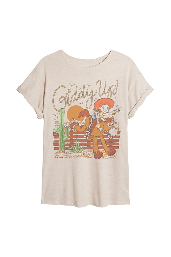 - Jessie Bullseye Giddy Up - Women's Oversized Graphic T-Shirt