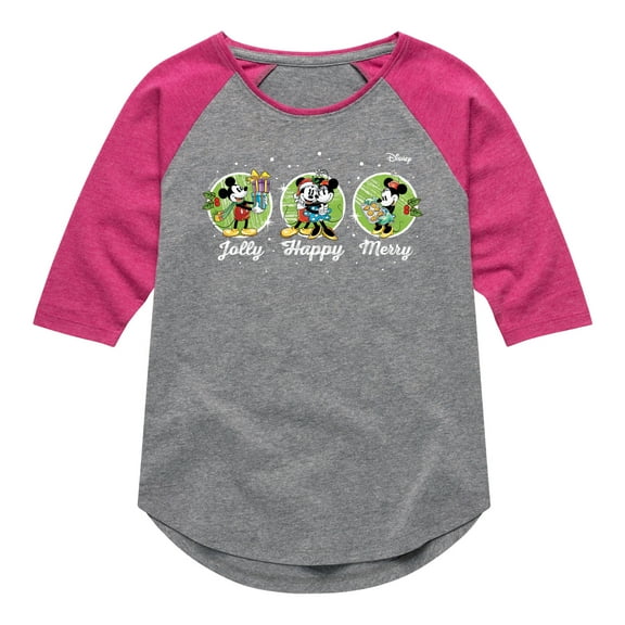 Disney - Jolly Happy Merry - Toddler & Youth Girls Raglan Graphic T-Shirt