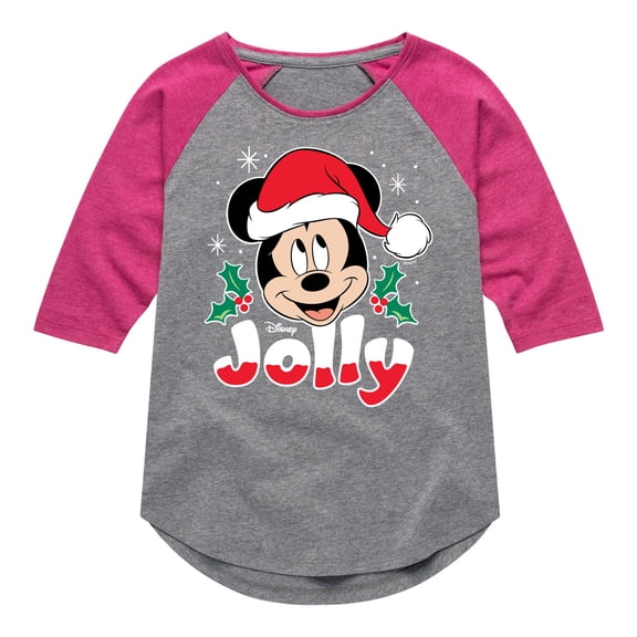 Disney - Jolly Mickey - Toddler & Youth Girls Raglan Graphic T-Shirt