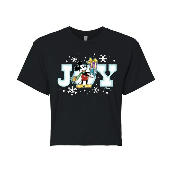 Disney - Joy Mickey - Juniors Cropped Cotton Blend T-Shirt