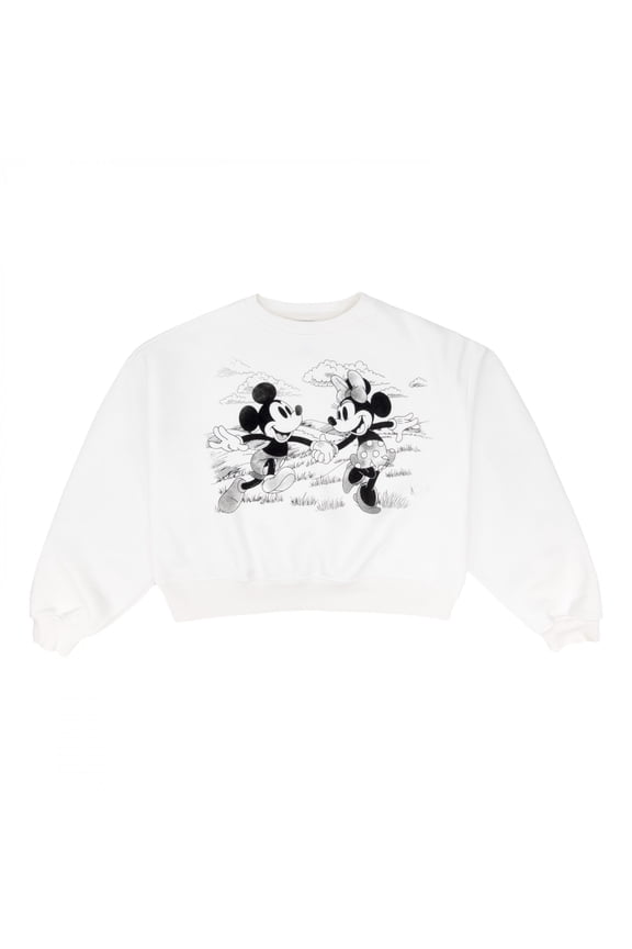 Jr Drop Sleeve Crew Sweatshirt Crop Mickey Minnie Advent