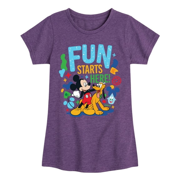 Disney Jr - Fun Starts Here Mickey Pluto - Toddler & Youth Girls Short Sleeve Graphic T-Shirt