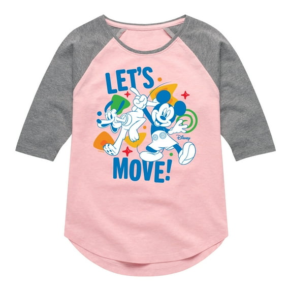 Disney Jr - Lets Move - Toddler & Youth Girls Raglan Graphic T-Shirt