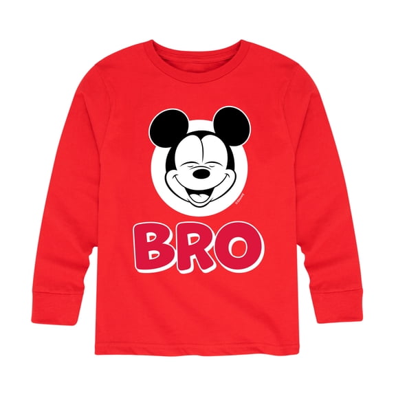 Disney Jr. Mickey & Friends - Sibling Tee - Mickey Bro - Youth Long Sleeve Graphic T-Shirt