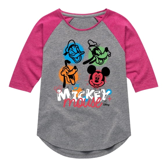Disney Jr - Mickey Mouse Clubhouse Group - Youth Girls Shirt Tail Raglan T-Shirt