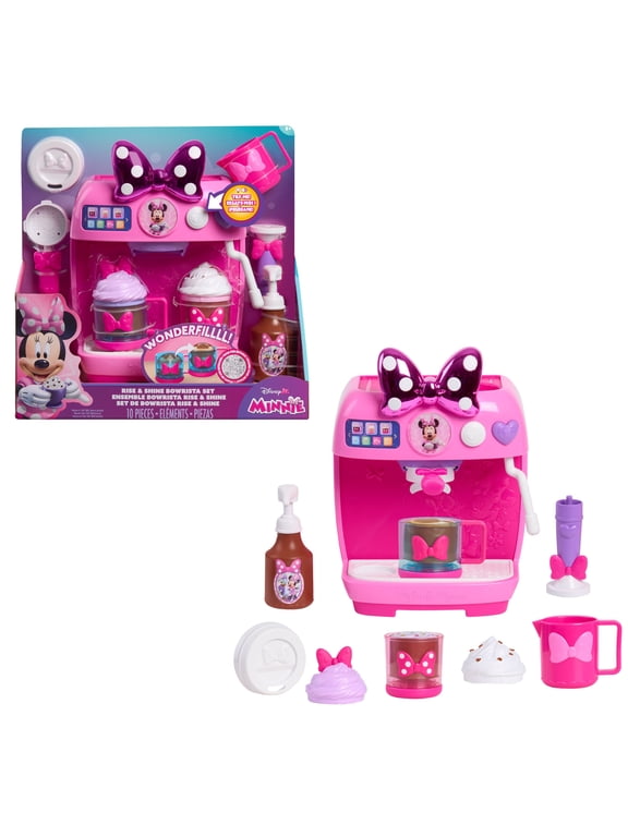 Disney Jr. Minnie Mouse Rise & Shine Bowrista Set 10 inch Play Espresso Machine Ages 3 and up