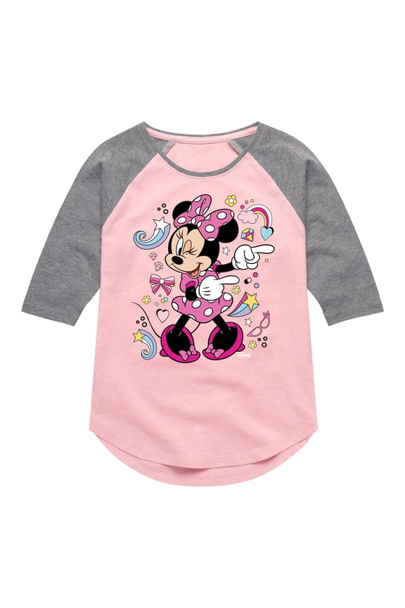 Jr - Minnie Mouse - Toddler & Youth Girls Raglan Graphic T-Shirt