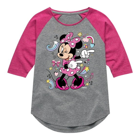 Disney Jr - Minnie Mouse - Toddler & Youth Girls Raglan Graphic T-Shirt