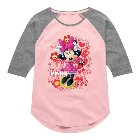 Disney Jr. - Minnie Pink Graphic - Girls Shirt Tail Raglan