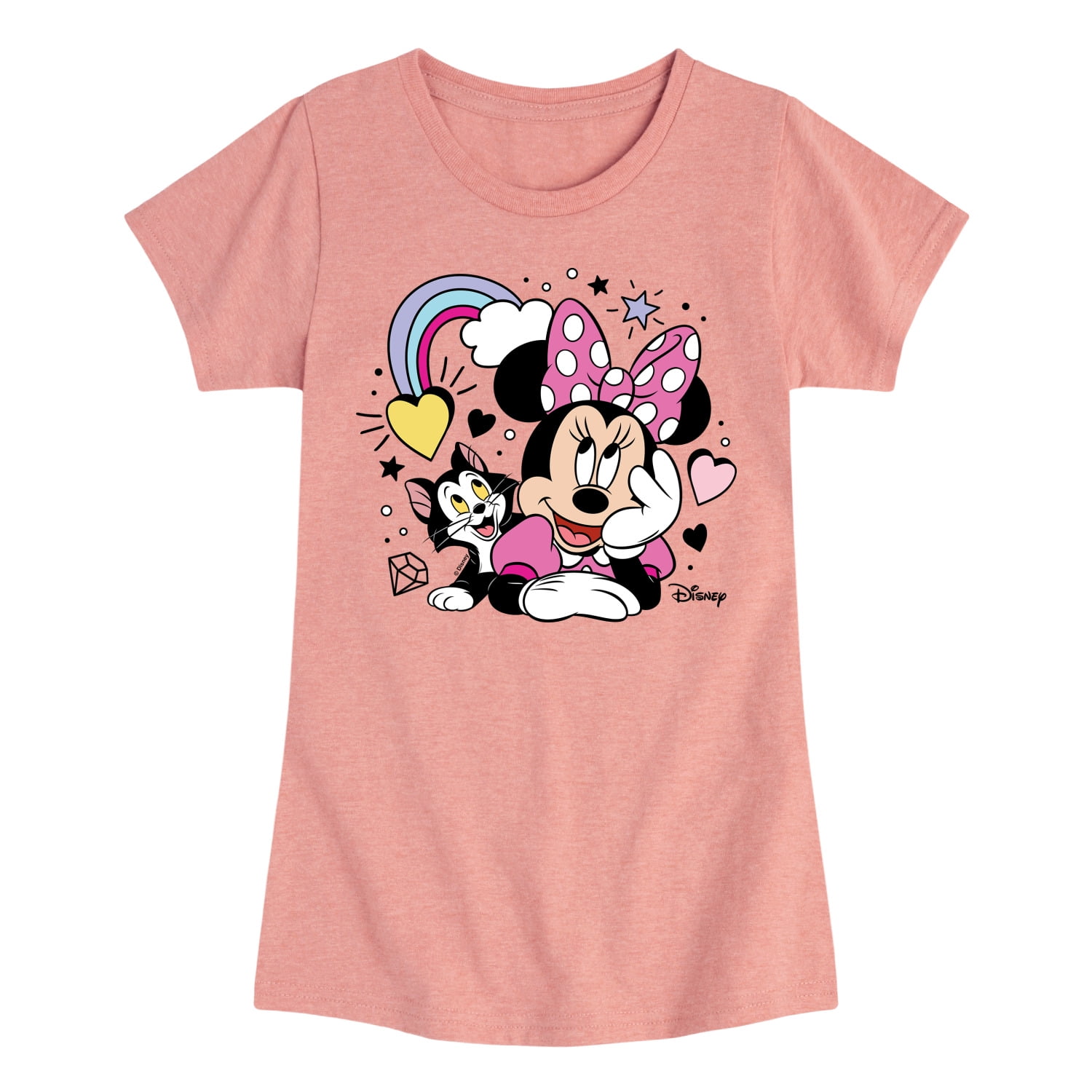 Nautinati Girls' 100% Cotton Crew Neck Disney Minnie Mouse & Figaro Printed T-shirt