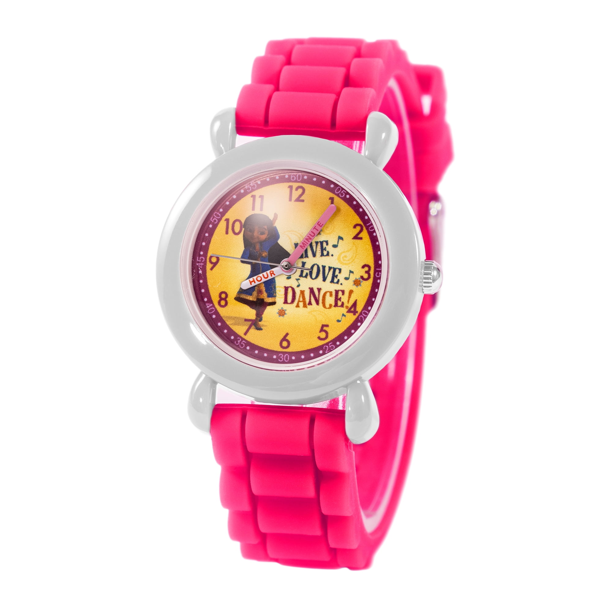 DISNEY Jr. Mira Royal Detective Mira Girls' White Plastic Time Teacher Watch, 1-Pack