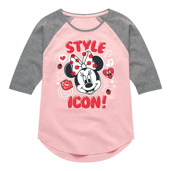 Disney Jr. - Style Icon Minnie - Girls Shirt Tail Raglan