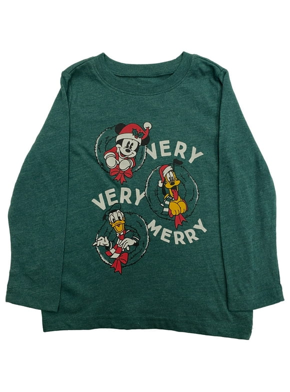 Disney Jumping Beans Infant Boys Green Mickey Mouse Pluto Holiday Tee Shirt 12m