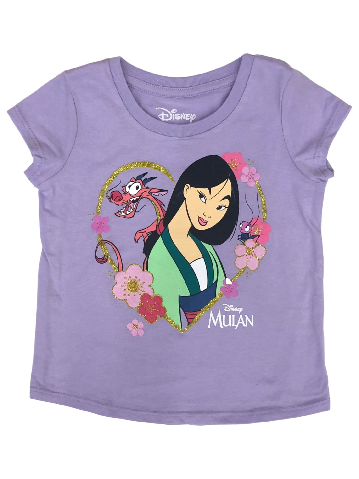 Disney Jumping Beans Toddler Girls Purple Sparkle Mulan Tee Shirt T-Shirt  2T