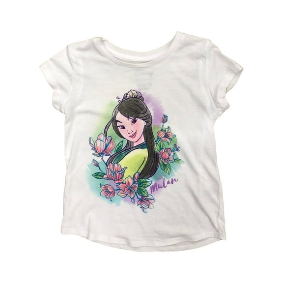 Disney Jumping Beans Toddler Girls White Sparkle Mulan Tee Shirt T-Shirt 5T