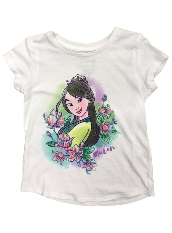 Disney Jumping Beans Toddler Girls White Sparkle Mulan Tee Shirt T-Shirt 5T