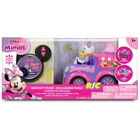Disney Junior: 9" R/C Daisy Duck Bakeshop Cruiser Pink & Purple Light-Up Toy Dessert Vehicle, Spins & Wheelies, EZ Pushbutton Remote Control, Kid 3+
