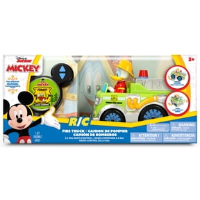 Disney Junior: 9" R/C Donald Duck Firetruck Forest Services Green Light-Up Toy Rescue Vehicle, Spins-Wheelies, EZ Pushbutton Remote Control, Kids 3+