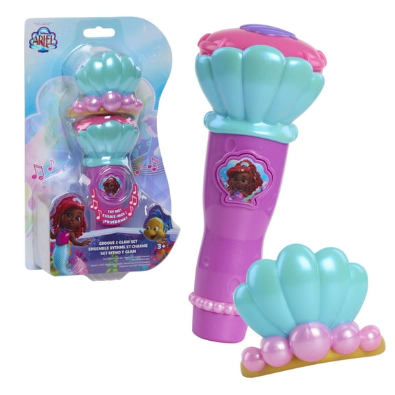 Disney Junior Ariel Groove and Glam Set, Microphone and Tiara, 2-piece Dress Up and Pretend Play Set, Kids Toys for Ages 3 Up