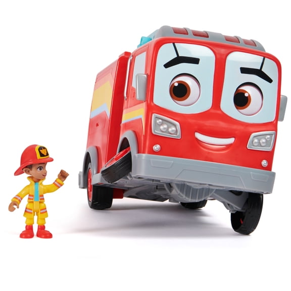 Disney Junior Firebuds, Bo & Flash Figure & Fire Truck Set with VROOMLINK for Kids Ages 3+