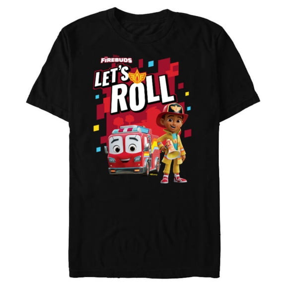 Disney Junior Firebuds Bo and Flash Fire Truck Let’s Roll - Short Sleeve Blended T-Shirt for Adults - Customized-Black