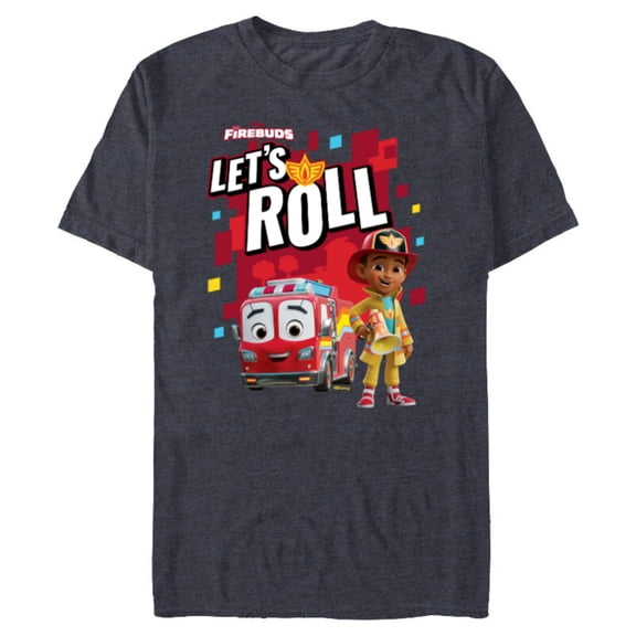 Disney Junior Firebuds Bo and Flash Fire Truck Let’s Roll - Short Sleeve Blended T-Shirt for Adults - Customized-Navy Heather