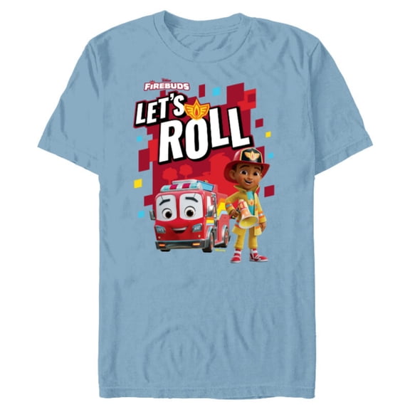 Disney Junior Firebuds Bo and Flash Fire Truck Let’s Roll - Short Sleeve Blended T-Shirt for Adults - Customized-Ocean Blue