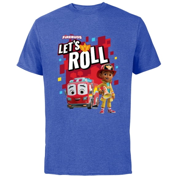 Disney Junior Firebuds Bo and Flash Fire Truck Let’s Roll - Short Sleeve Cotton T-Shirt for Adults - Customized-Royal Heather
