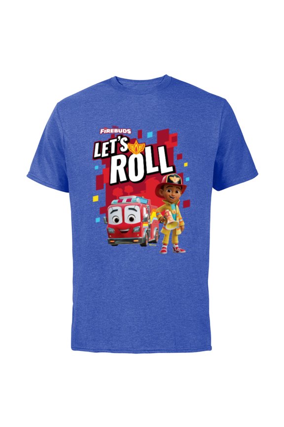 Junior Firebuds Bo and Flash Fire Truck Let’s Roll - Short Sleeve Cotton T-Shirt for Adults - Customized-Royal Heather