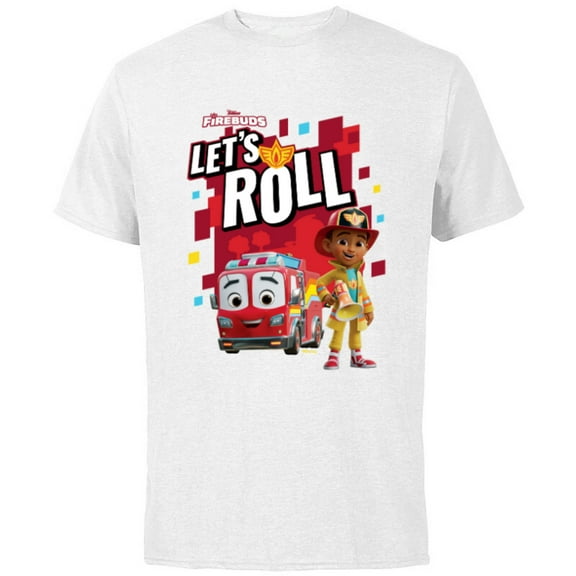 Disney Junior Firebuds Bo and Flash Fire Truck Let’s Roll - Short Sleeve Cotton T-Shirt for Adults - Customized-White