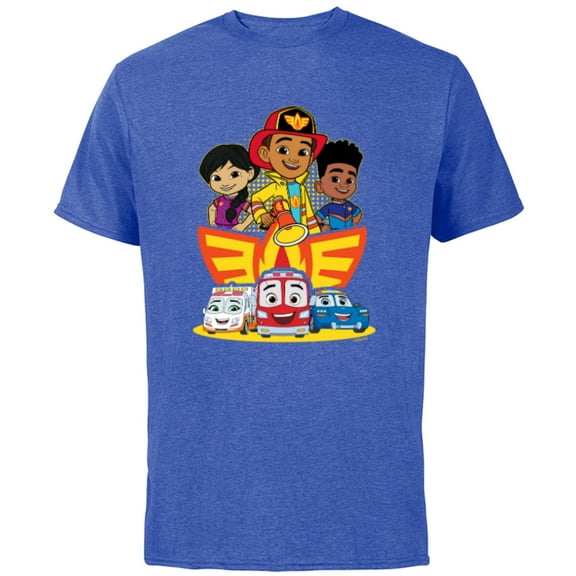 Disney Junior Firebuds Full Team and Logo - Short Sleeve Cotton T-Shirt for Adults - Customized-Royal Heather