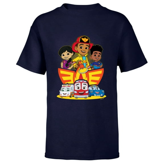 Disney Junior Firebuds Full Team and Logo - Short Sleeve T-Shirt for Kids - Customized-Navy