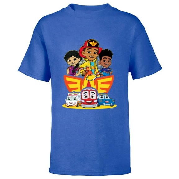 Disney Junior Firebuds Full Team and Logo - Short Sleeve T-Shirt for Kids - Customized-Royal