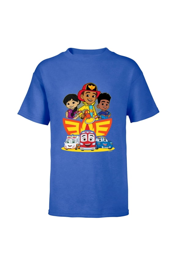 Junior Firebuds Full Team and Logo - Short Sleeve T-Shirt for Kids - Customized-Royal