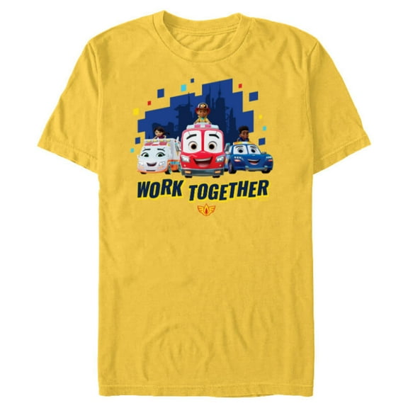 Disney Junior Firebuds Team Work Together - Short Sleeve Blended T-Shirt for Adults - Customized-Yellow