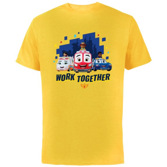Disney Junior Firebuds Team Work Together - Short Sleeve Cotton T-Shirt for Adults - Customized-Yellow