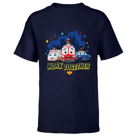 Disney Junior Firebuds Team Work Together - Short Sleeve T-Shirt for Kids - Customized-Navy