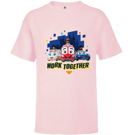 Disney Junior Firebuds Team Work Together - Short Sleeve T-Shirt for Kids - Customized-Soft Pink