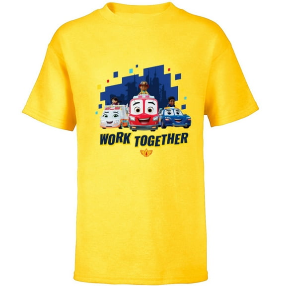 Disney Junior Firebuds Team Work Together - Short Sleeve T-Shirt for Kids - Customized-Yellow