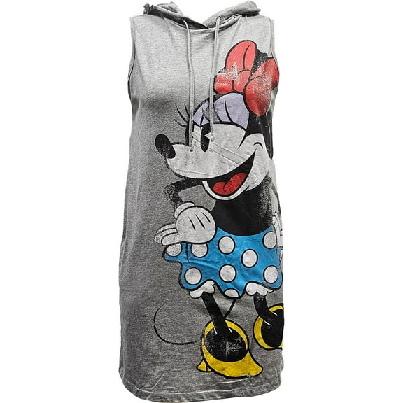 Disney Minnie Mouse Gray Junior Hooded Tank Dress, S-XL (Women's)