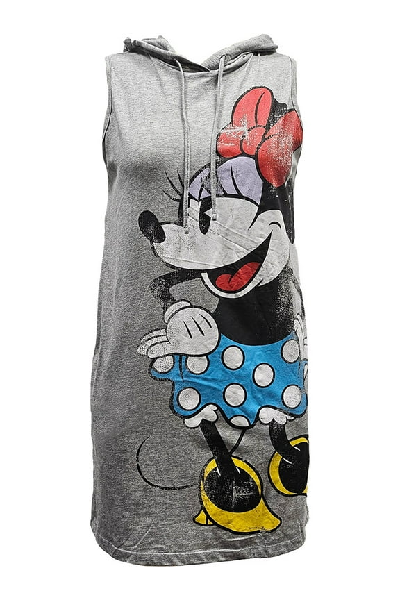 Minnie Mouse Gray Junior Hooded Tank Dress, S-XL (Women's)