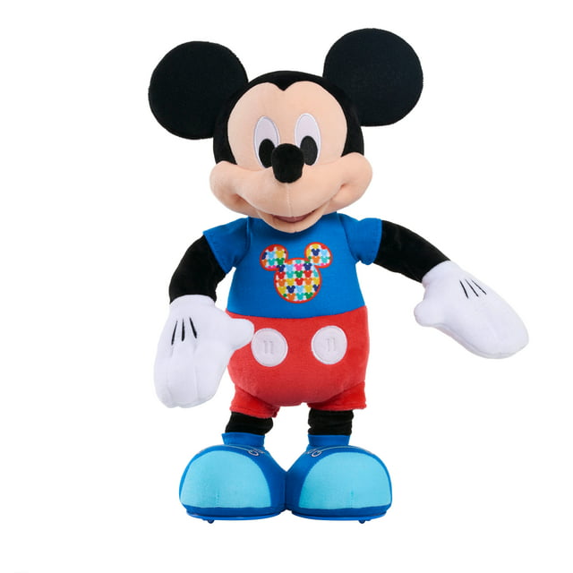 Disney Junior Hot Dog Dance Break Mickey Mouse, Interactive Plush Toy, Lights Up and Sings "Hot Dog Song" and Plays “Color Detective” Game, Kids Toys for Ages 3 up