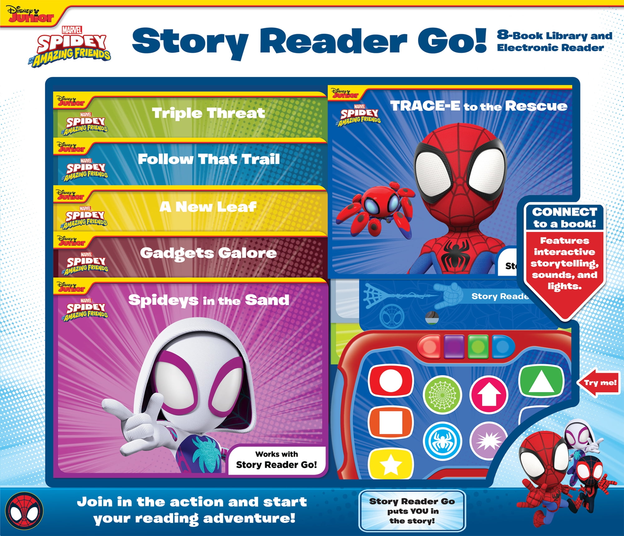 Disney Junior Marvel Spidey and His Amazing Friends: Story Reader Go! 8-Book Library and Electronic Reader Sound Book Se, (Paperback)